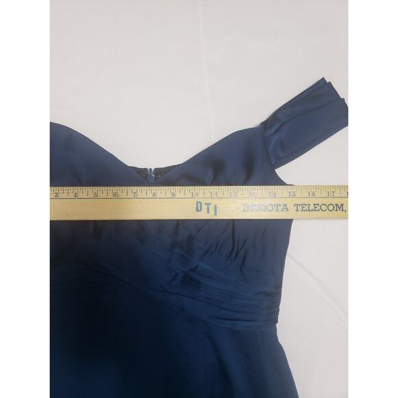 Vivian Diamond Atlantic Blue Flounce Sleeve Empire Waist Gown Slit Women's 4 - Picture 8 of 10